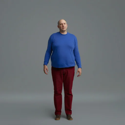 Photorealistic synthetic photo of a person in everyday clothing